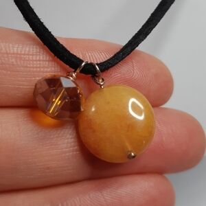 Natural Yellow Aventurine Copper Wire Wrap Necklace